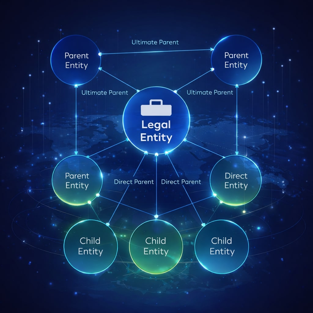 Données LEI de niveau 2 montrant les relations de propriété et de contrôle des entreprises